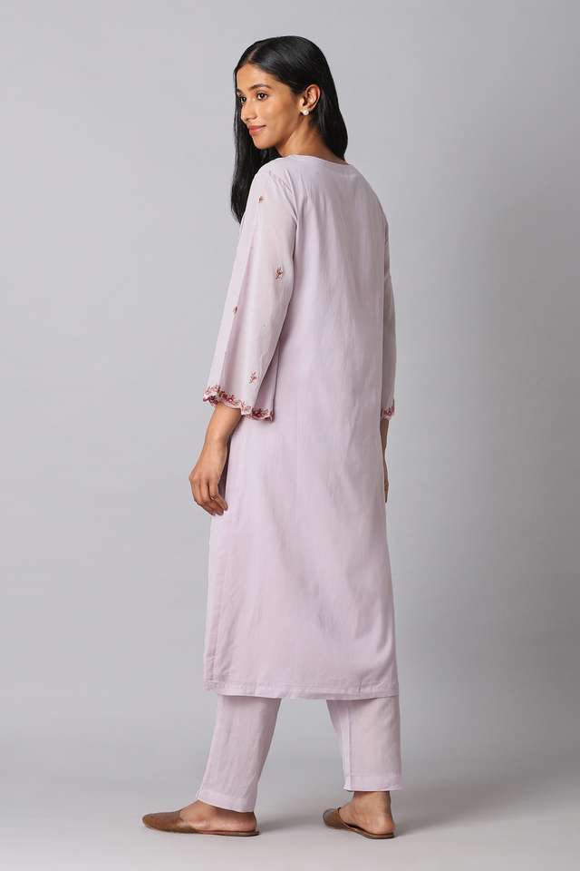 Light Pink Viscose Embroidery Kurta Set thumbnail image number null