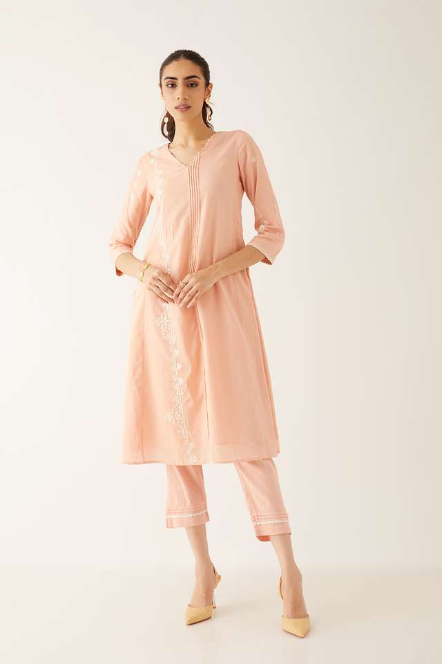 Light Pink Viscose Applique Kurta Set thumbnail image number null