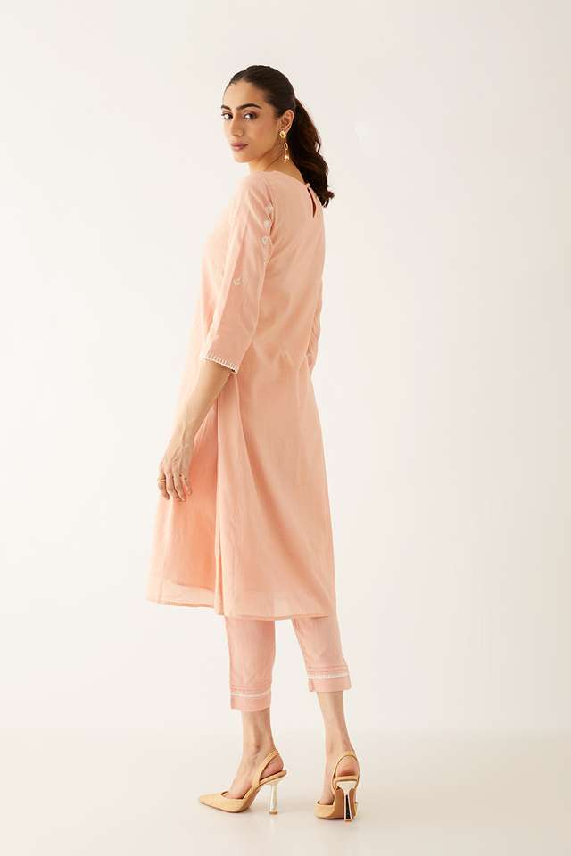 Light Pink Viscose Applique Kurta Set thumbnail image number null
