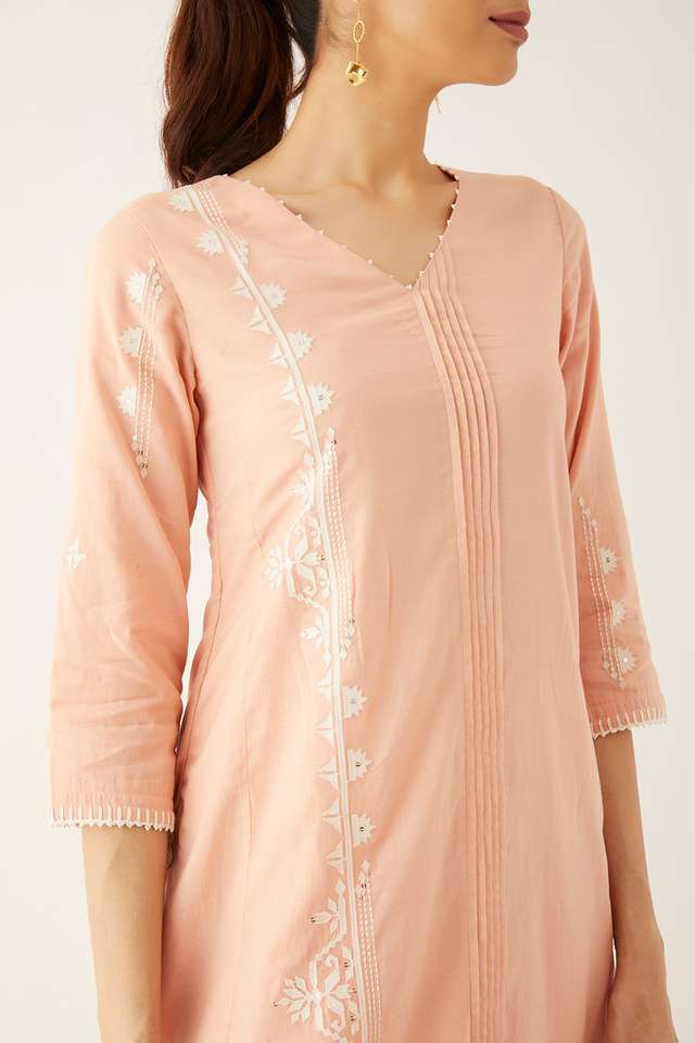 Light Pink Viscose Applique Kurta Set thumbnail image number null