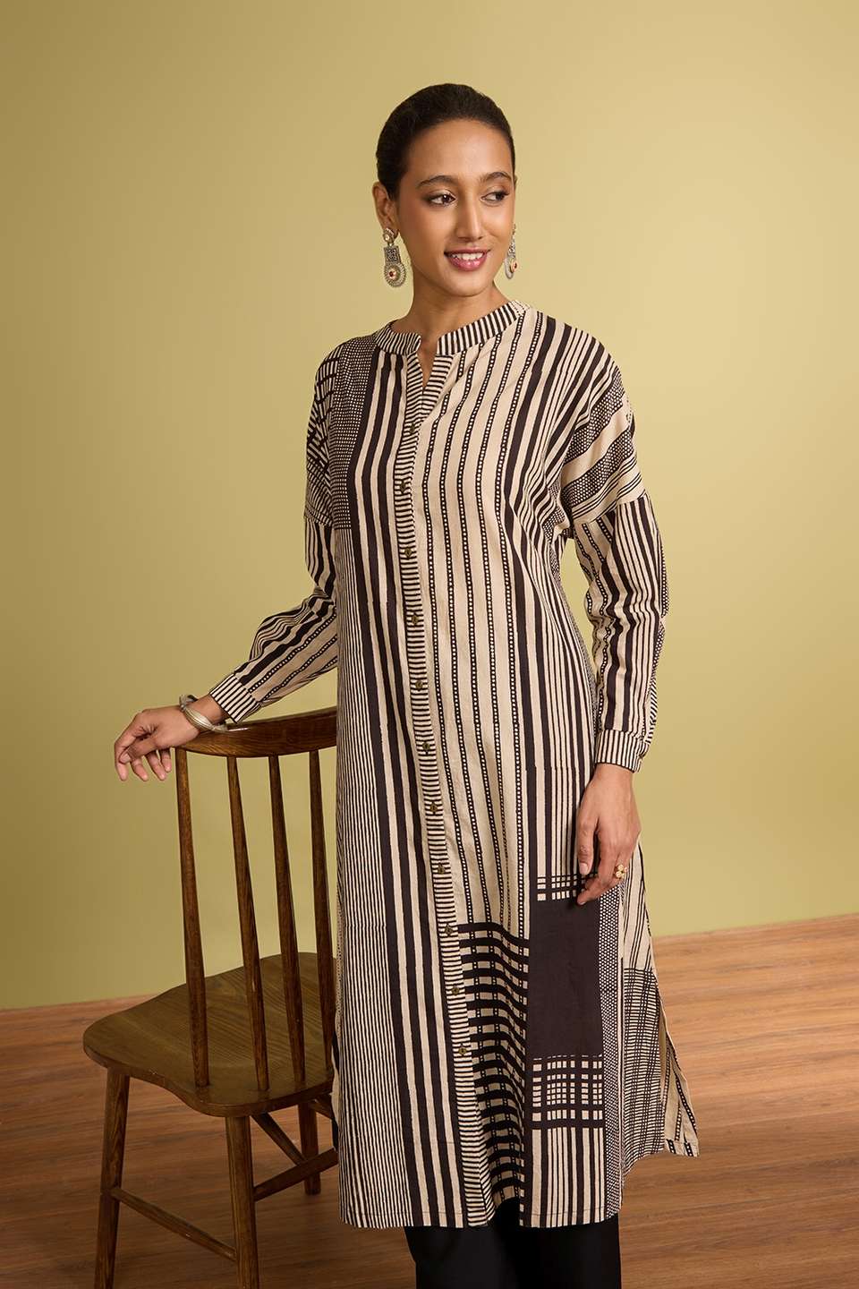 Black Bagru Block Printed Pure Cotton Kurta