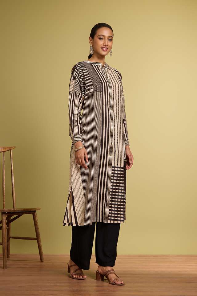 Black Bagru Block Printed Pure Cotton Kurta thumbnail image number null
