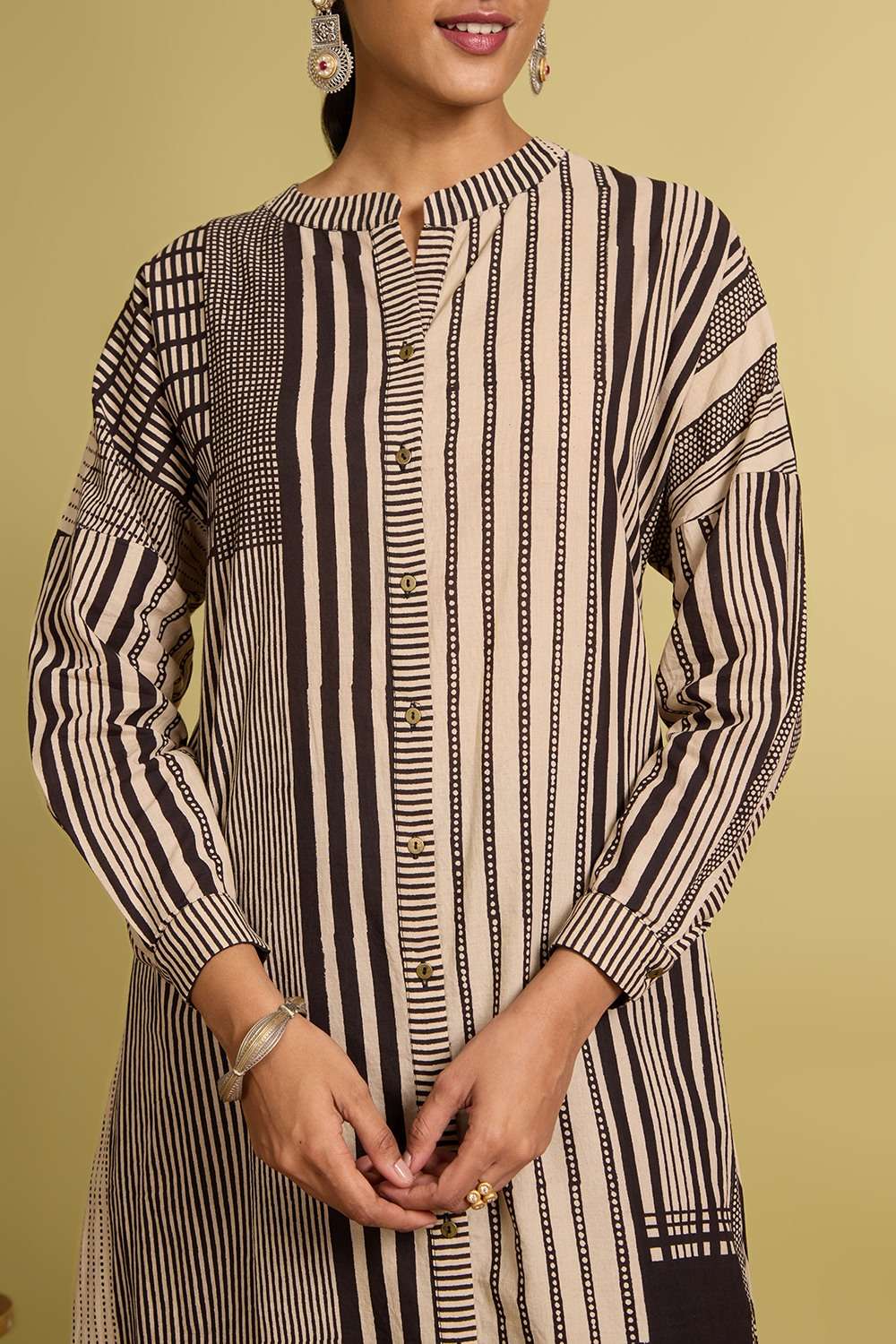 Black Bagru Block Printed Pure Cotton Kurta image number null