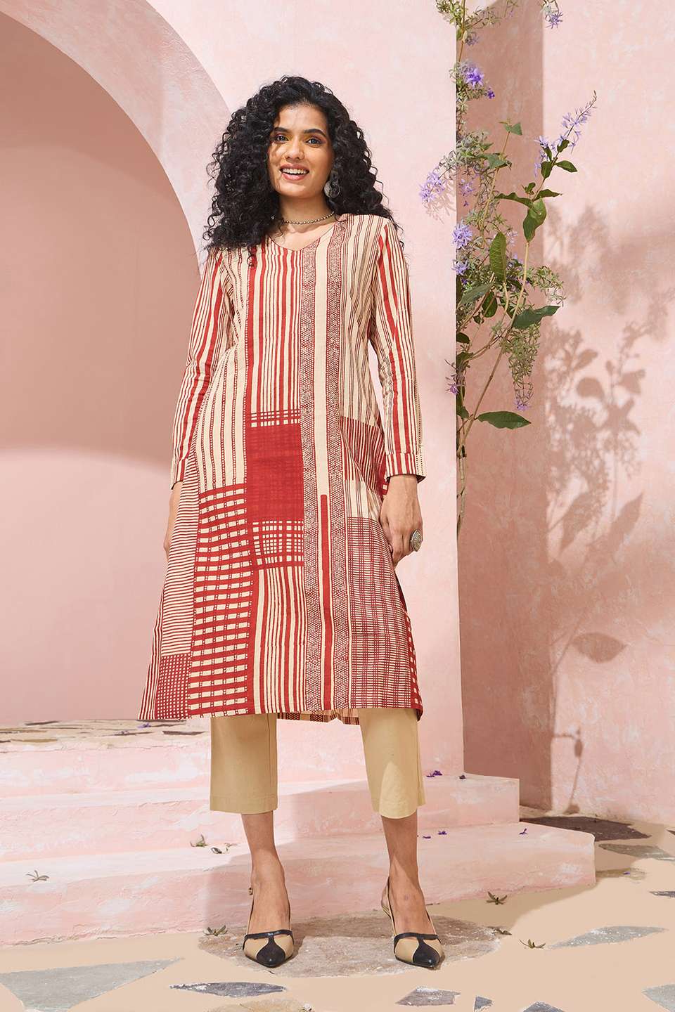 Red Bagru Block Printed Pure Cotton Kurta