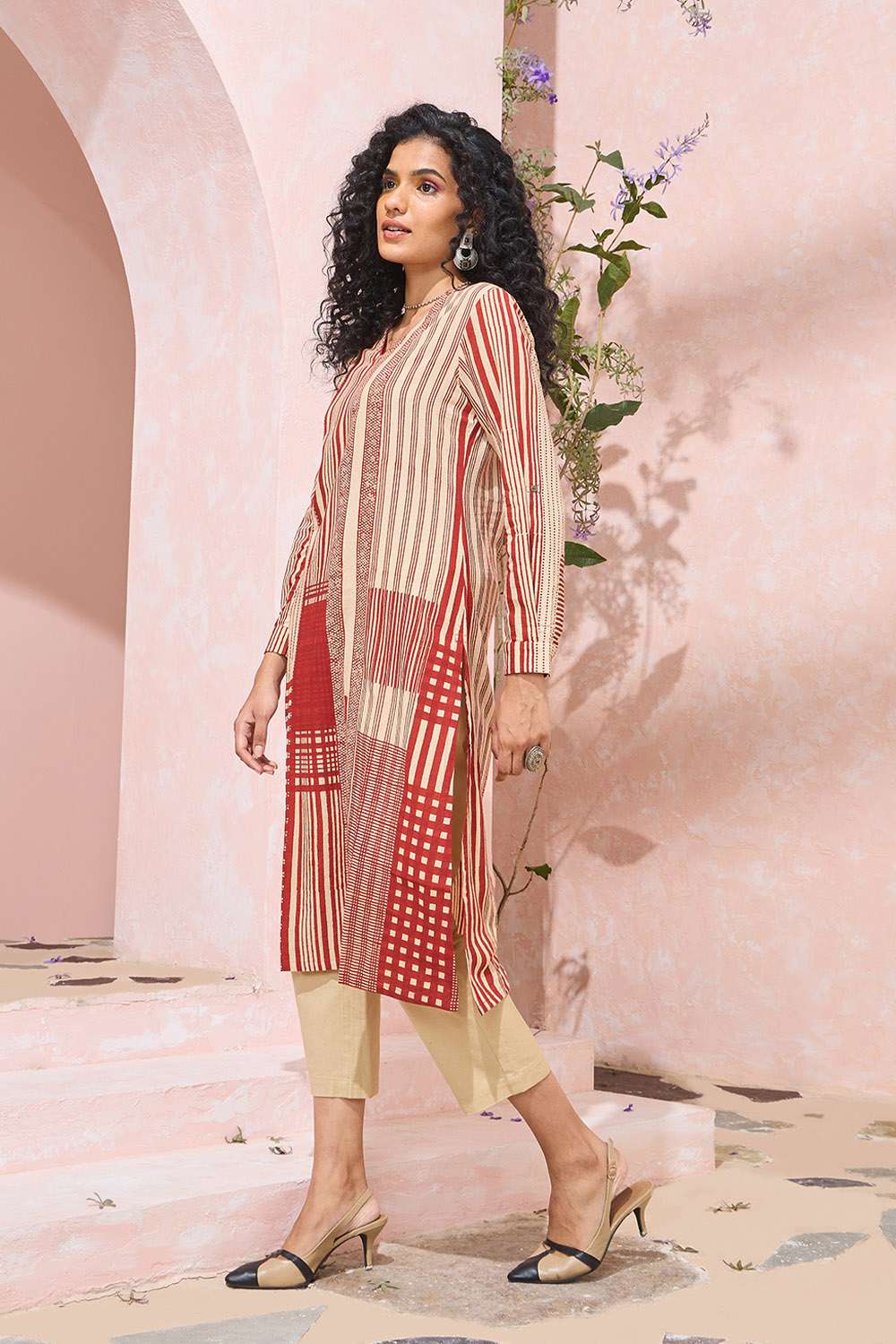 Red Bagru Block Printed Pure Cotton Kurta image number null