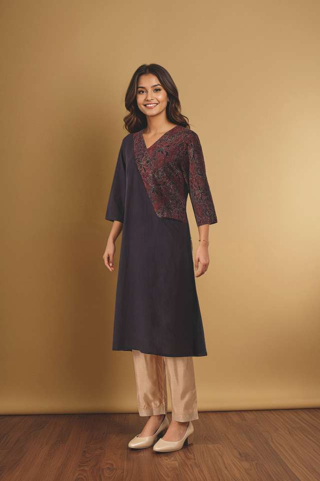 Black Pure Cotton Ajrakh Kurta thumbnail image number null
