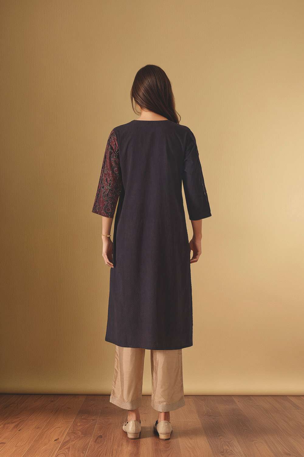 Black Pure Cotton Ajrakh Kurta image number null