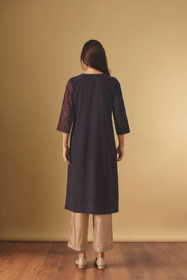 Black Pure Cotton Ajrakh Kurta thumbnail image number null
