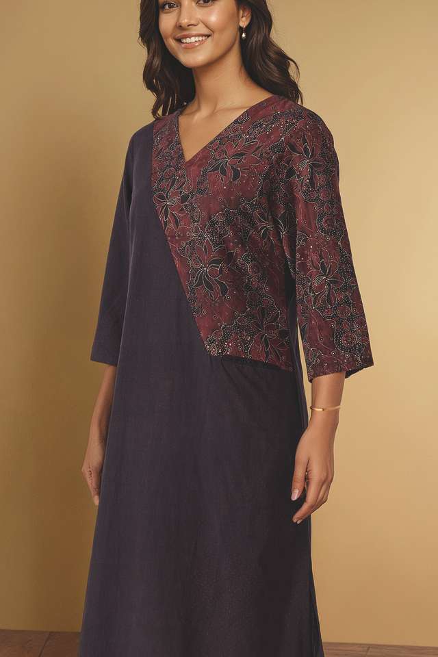 Black Pure Cotton Ajrakh Kurta thumbnail image number null