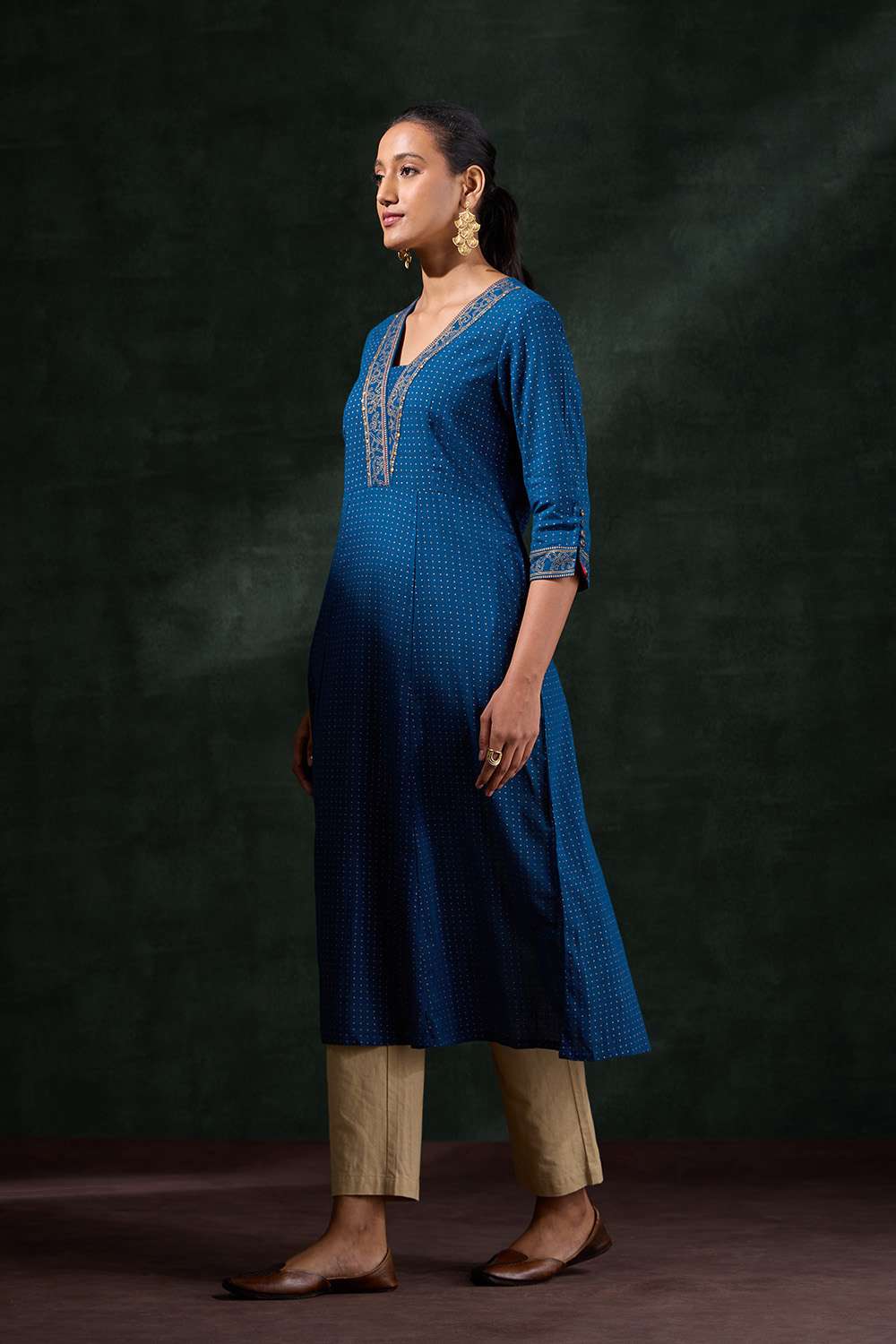 Blue Pure Cotton Printed Kurta image number null