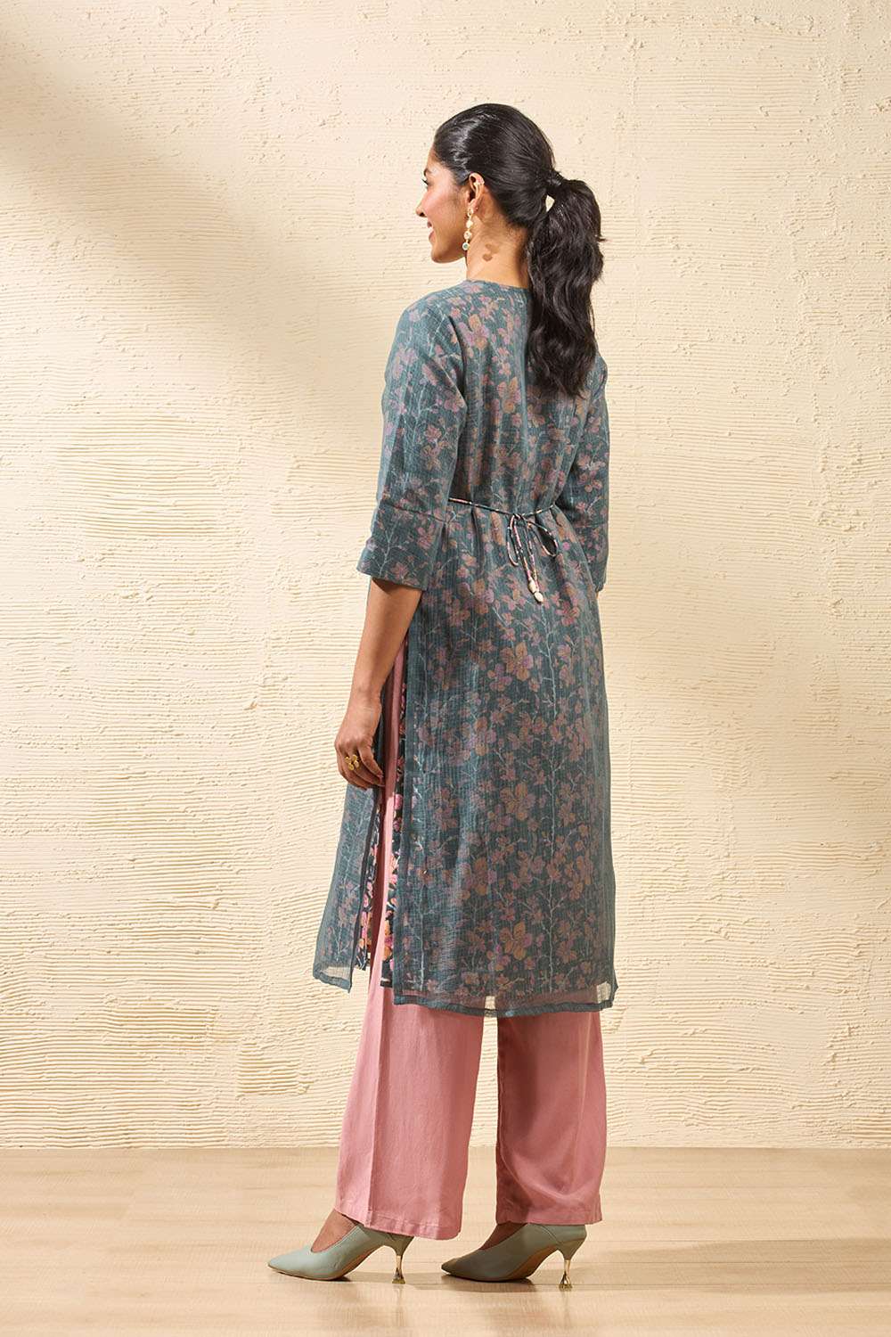Dark Green Pure Kota Block Printed Sanganeri Kurta image number null