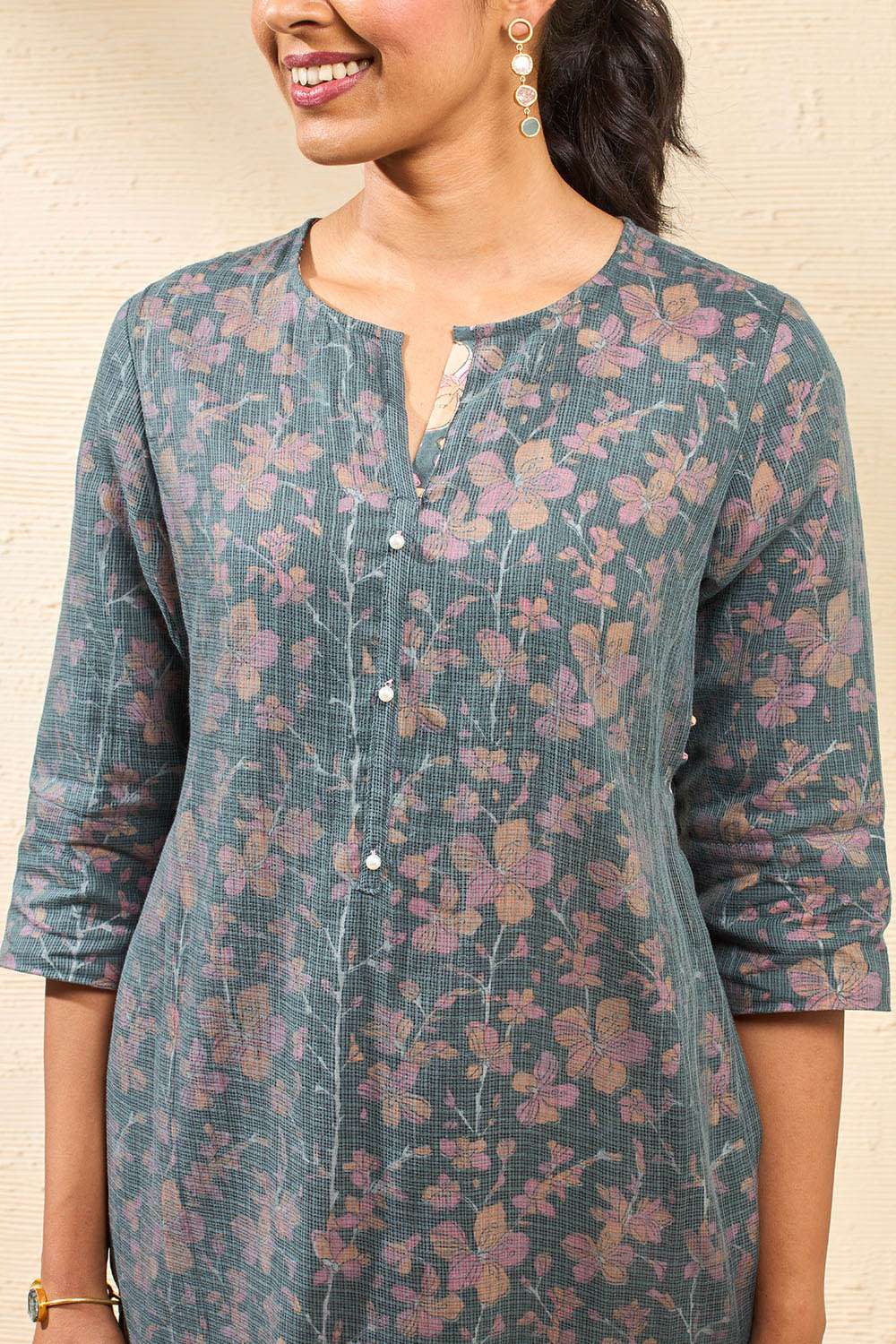 Dark Green Pure Kota Block Printed Sanganeri Kurta image number null