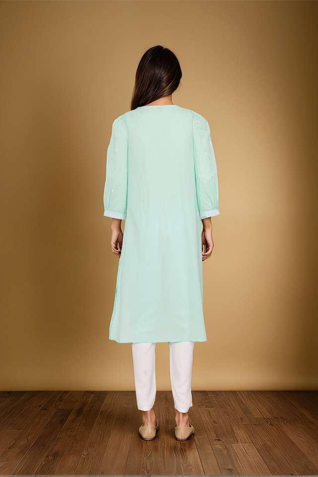 Light Blue Pure Cotton Chikankari Kurta thumbnail image number null