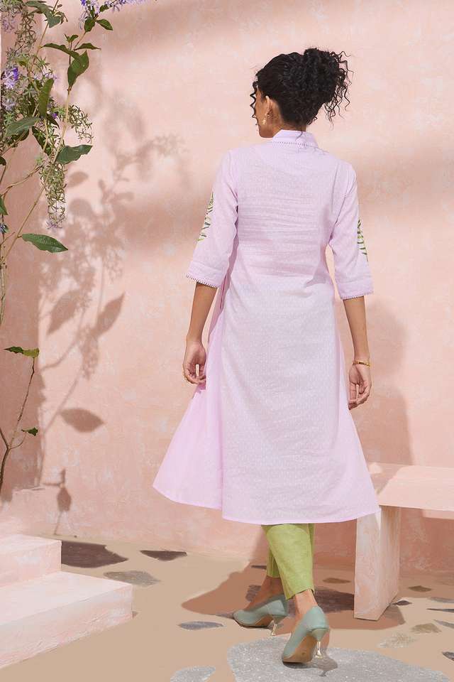 Light Violet Block Printed Pure Cotton Kurta thumbnail image number null