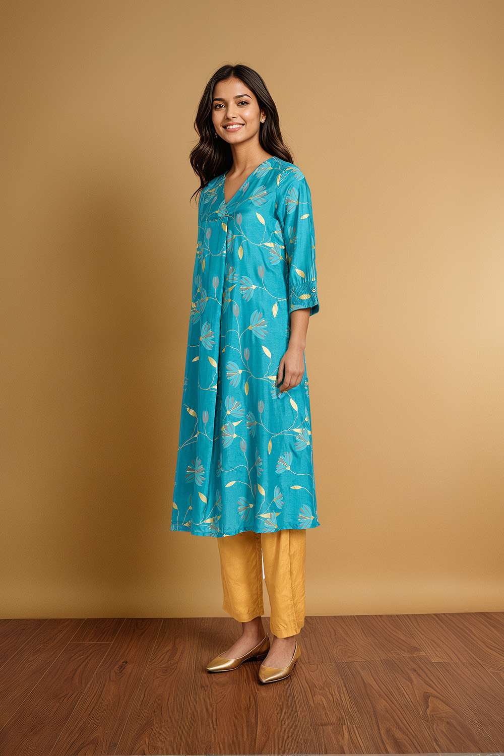 Blue Viscose Embroidered Kurta image number null