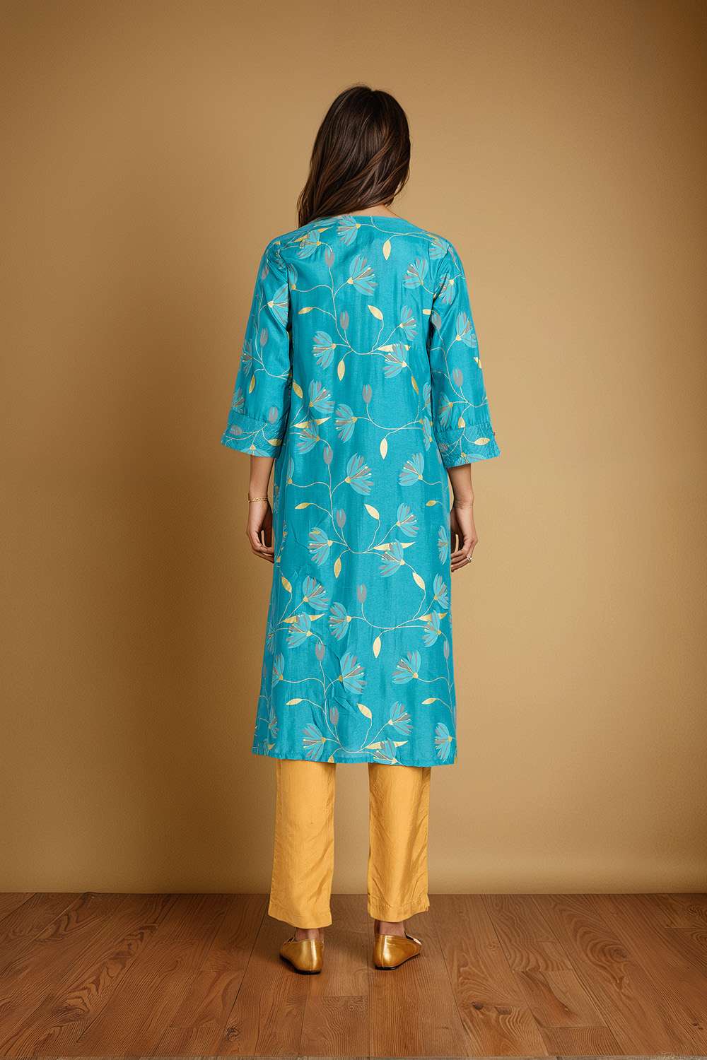 Blue Viscose Embroidered Kurta image number null