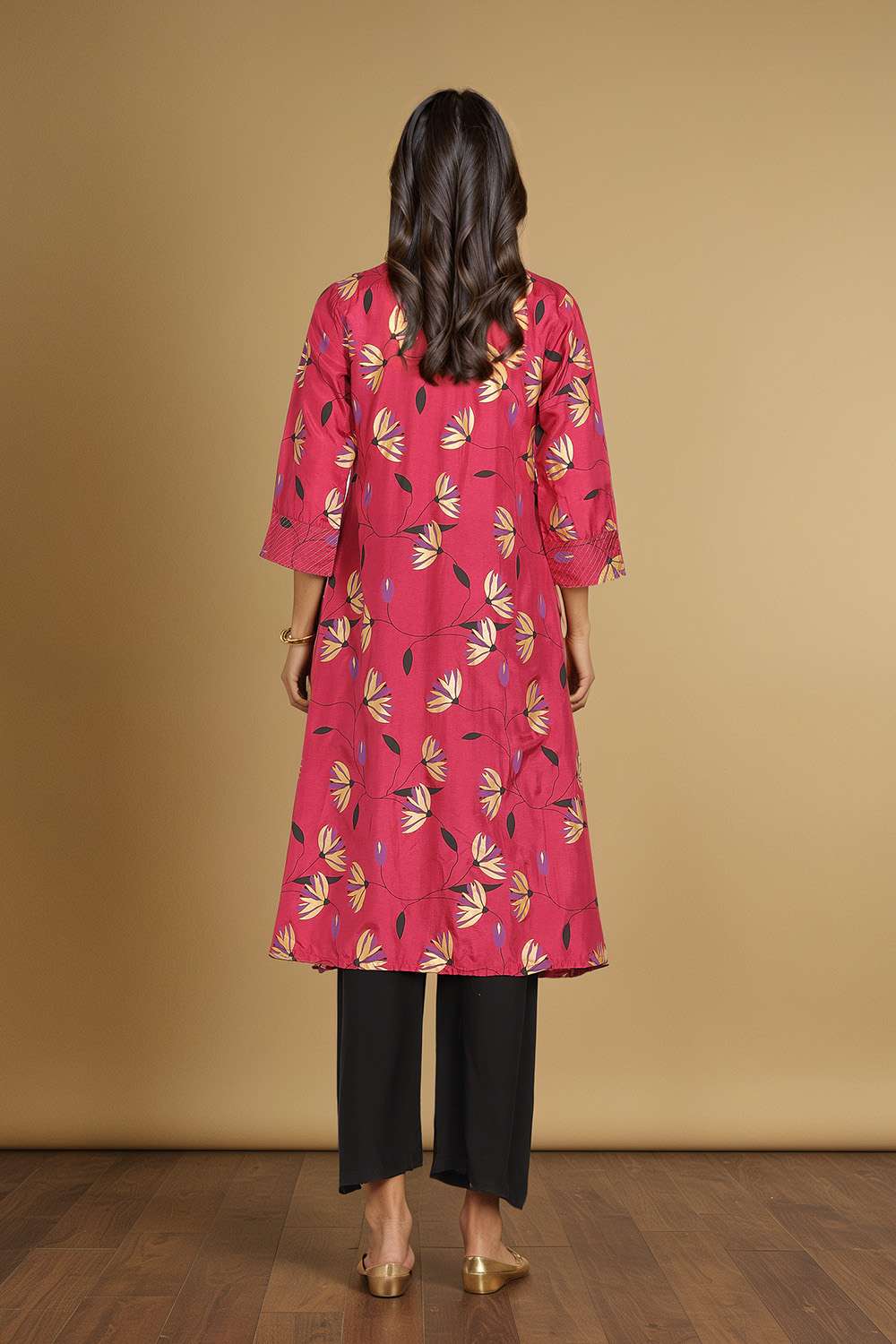 Pink Viscose Embroidered Kurta image number null
