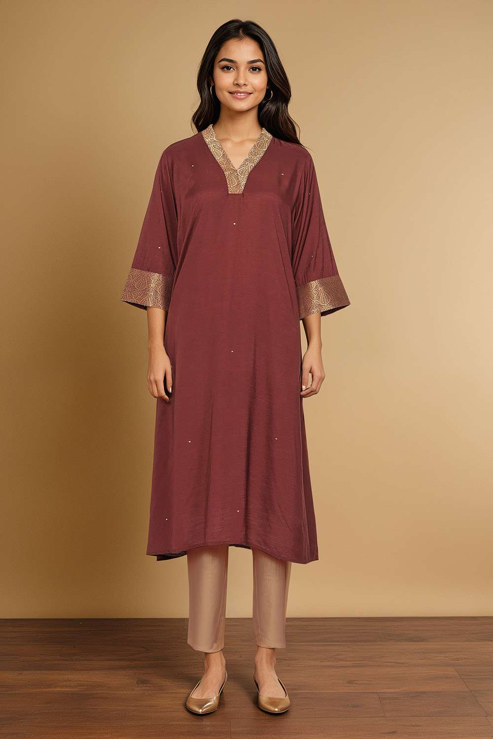Brown Viscose Sequin Kurta image number null
