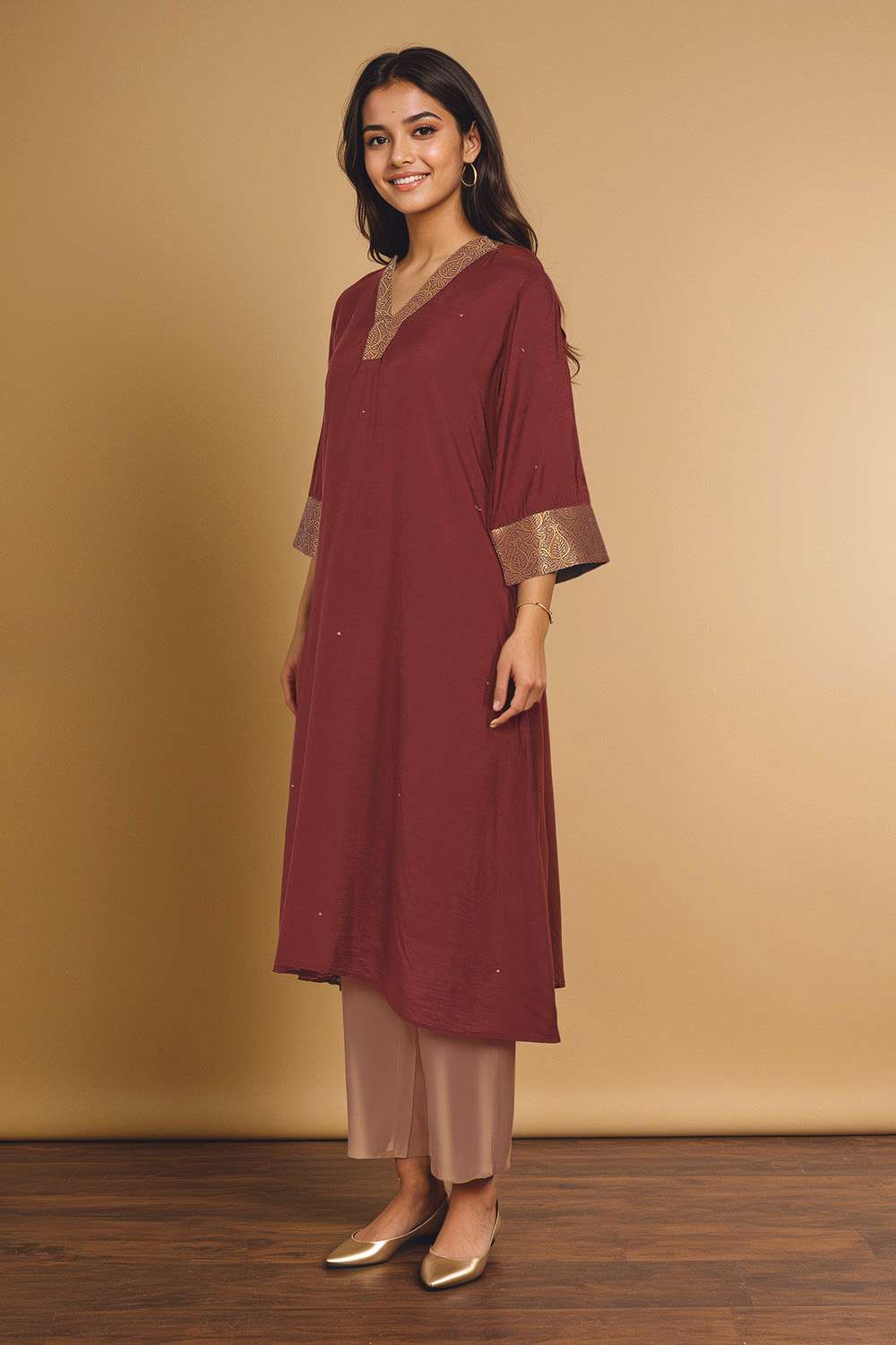 Brown Viscose Sequin Kurta image number null