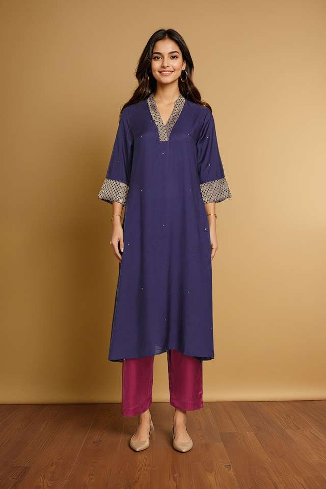 Blue Viscose Sequin Kurta thumbnail image number null