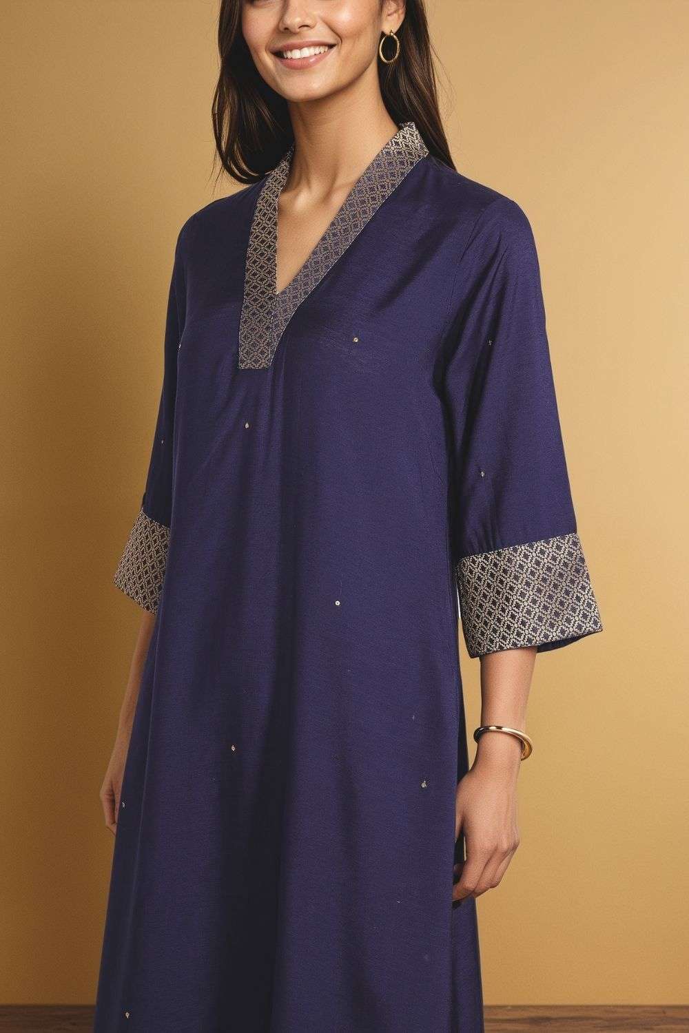 Blue Viscose Sequin Kurta image number null