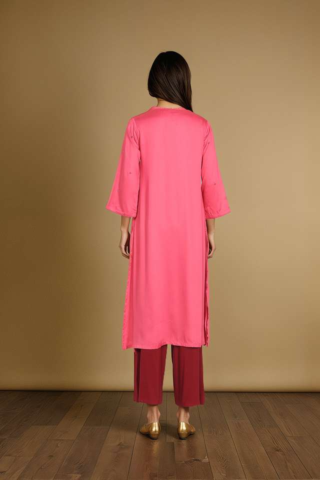 Pink Embroidered Modal Kurta thumbnail image number null