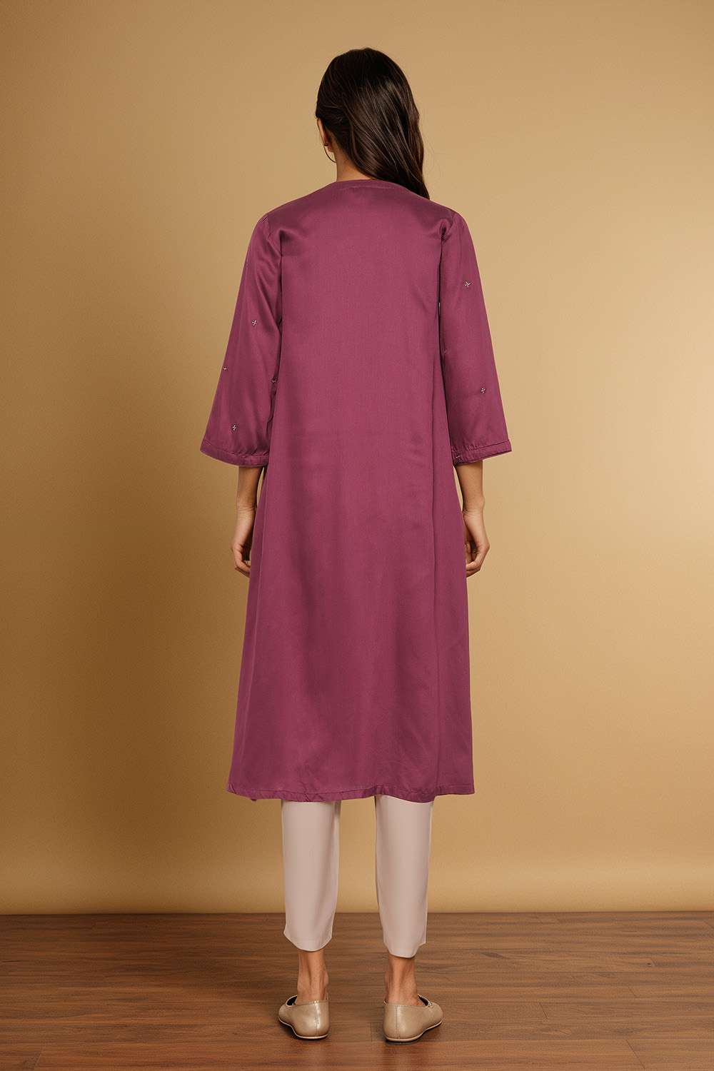 Violet Embroidery Modal Kurta image number null