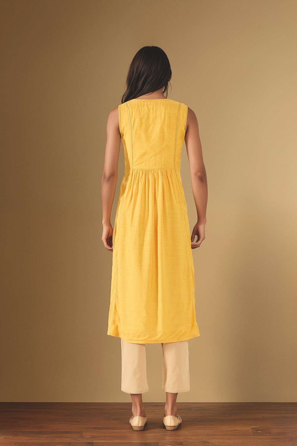 Yellow Embroidered Viscose Kurta image number null