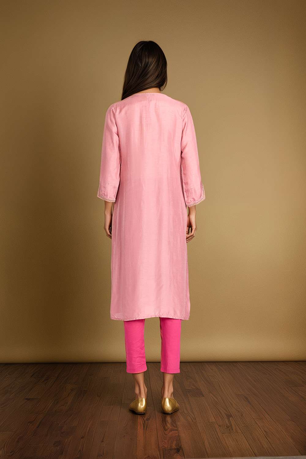 Pink Embroidery Viscose Kurta image number null