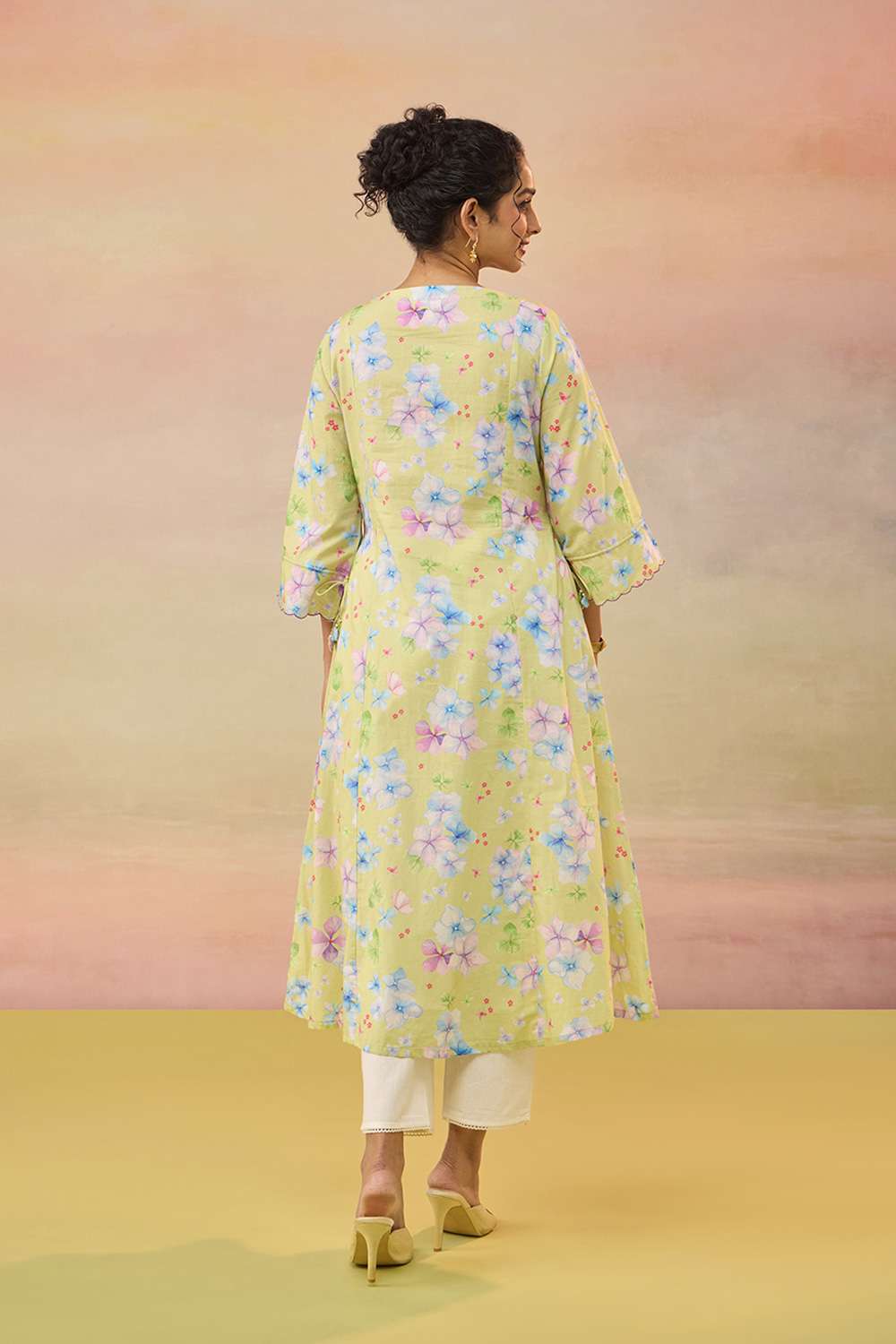 Green Printed Pure Cotton Kurta image number null