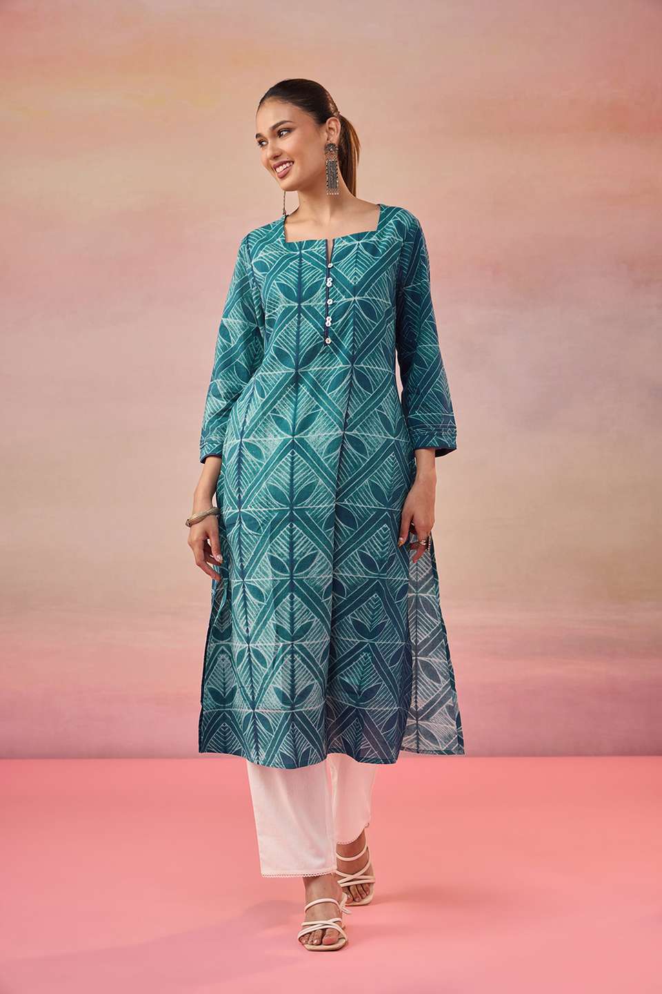 Blue Pure Cotton Tie & Dye Shibori Kurta