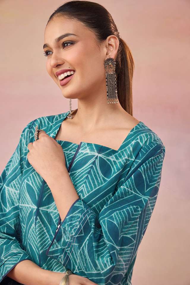 Blue Pure Cotton Tie & Dye Shibori Kurta thumbnail image number null