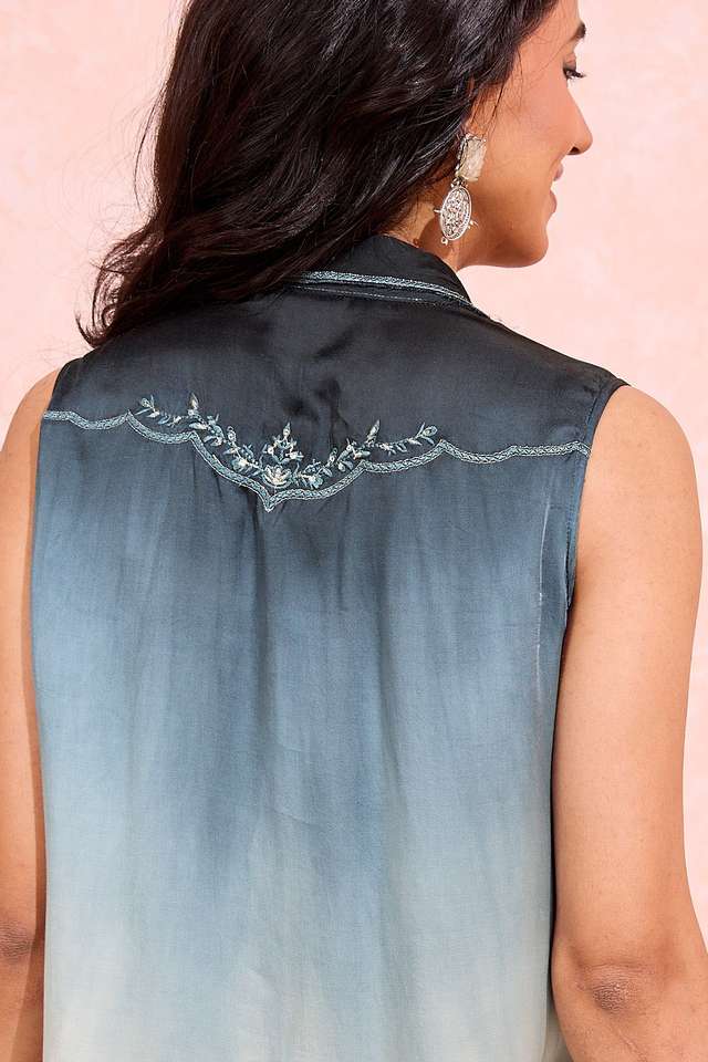 Light Blue Viscose Embroidered Kurta thumbnail image number null