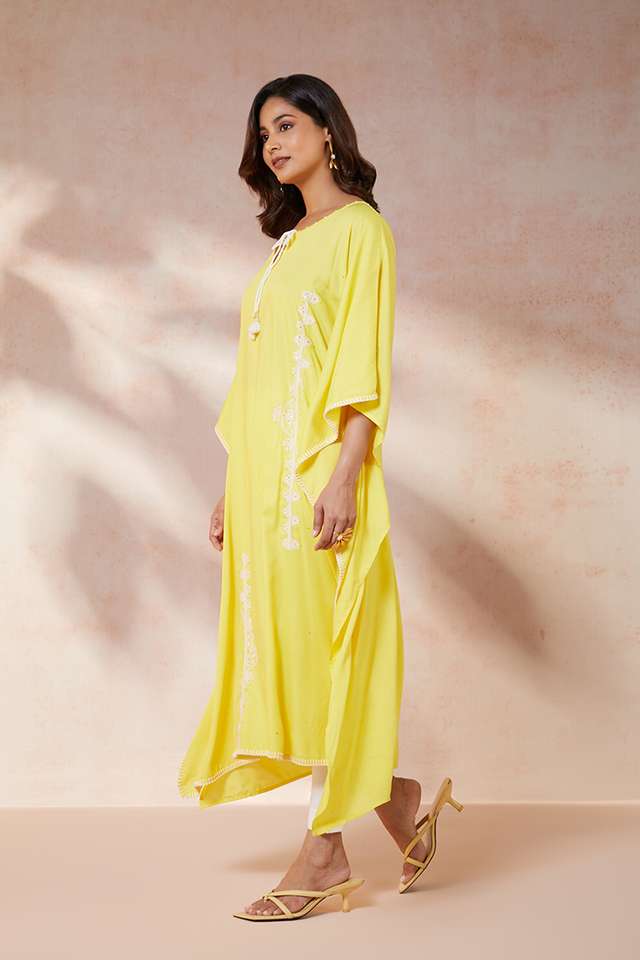Yellow Viscose Applique Kurta thumbnail image number null
