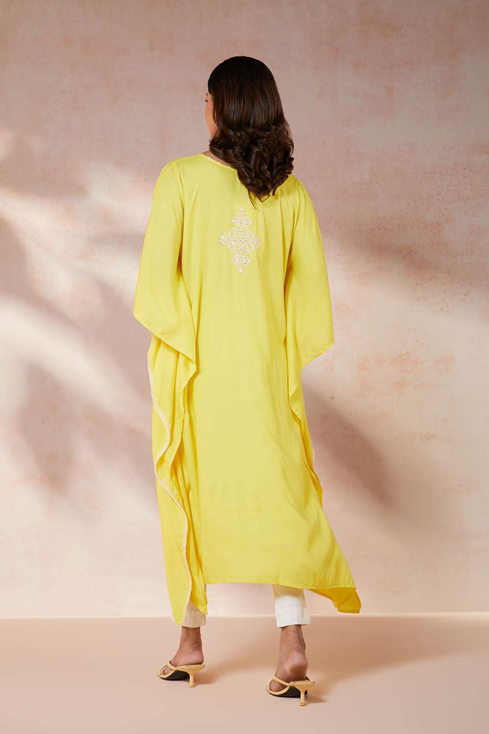 Yellow Viscose Applique Kurta image number null