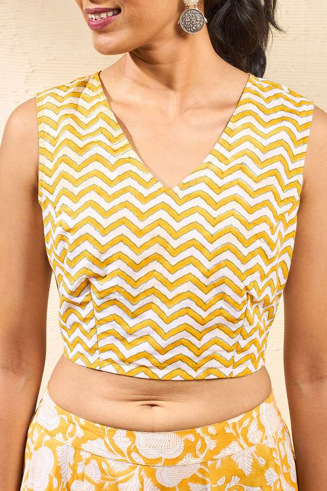 Yellow Rajasthan Block Printed Pure Cotton Lehenga thumbnail image number null