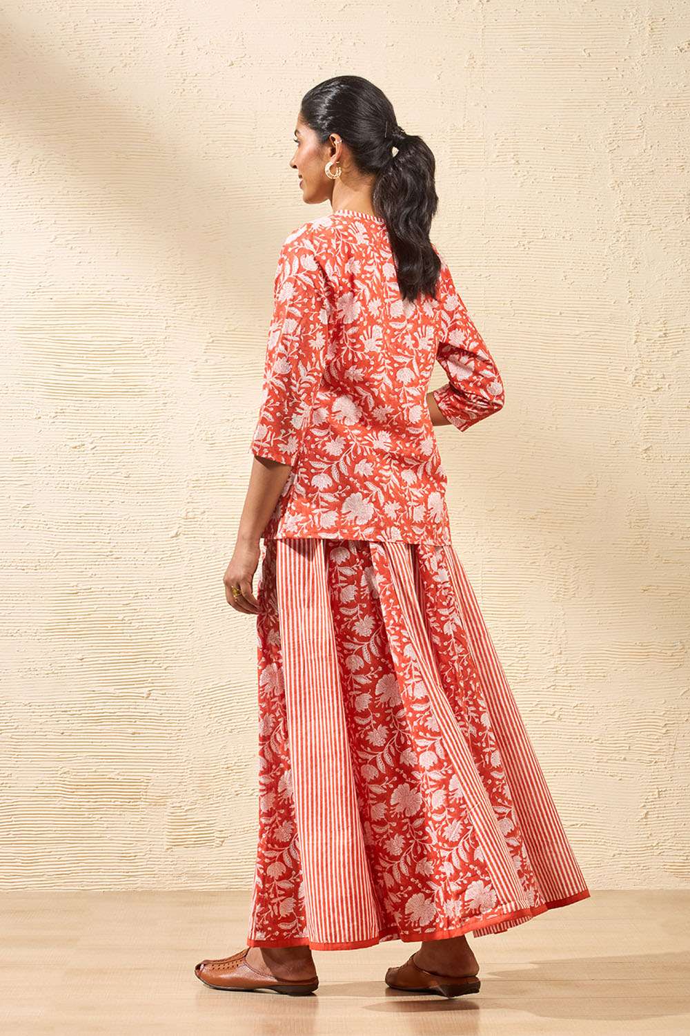 Orange Rajasthan Block Printed Pure Cotton Lehenga image number null