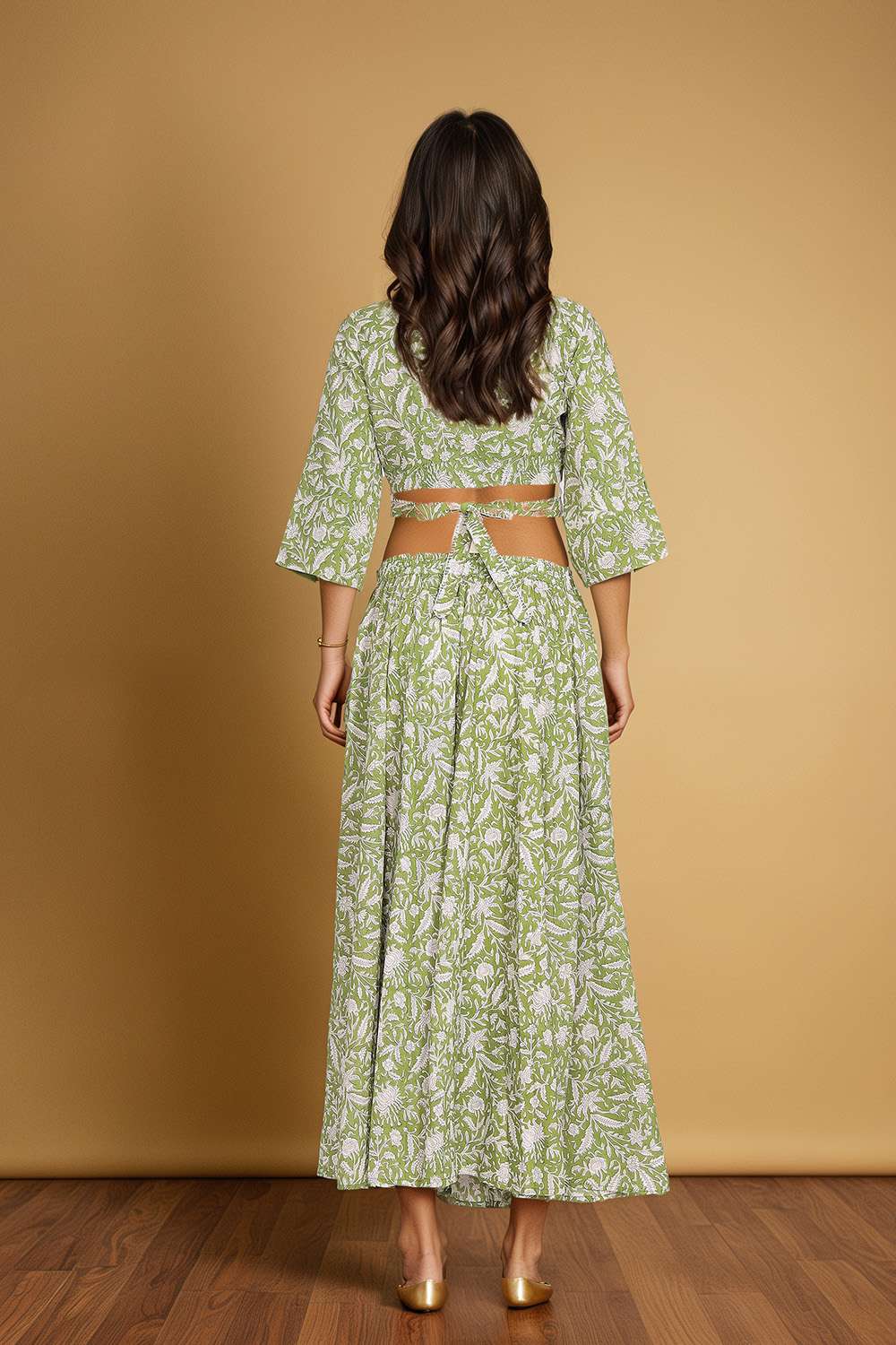 Light Green Rajasthan Block Printed Pure Cotton Lehenga image number null