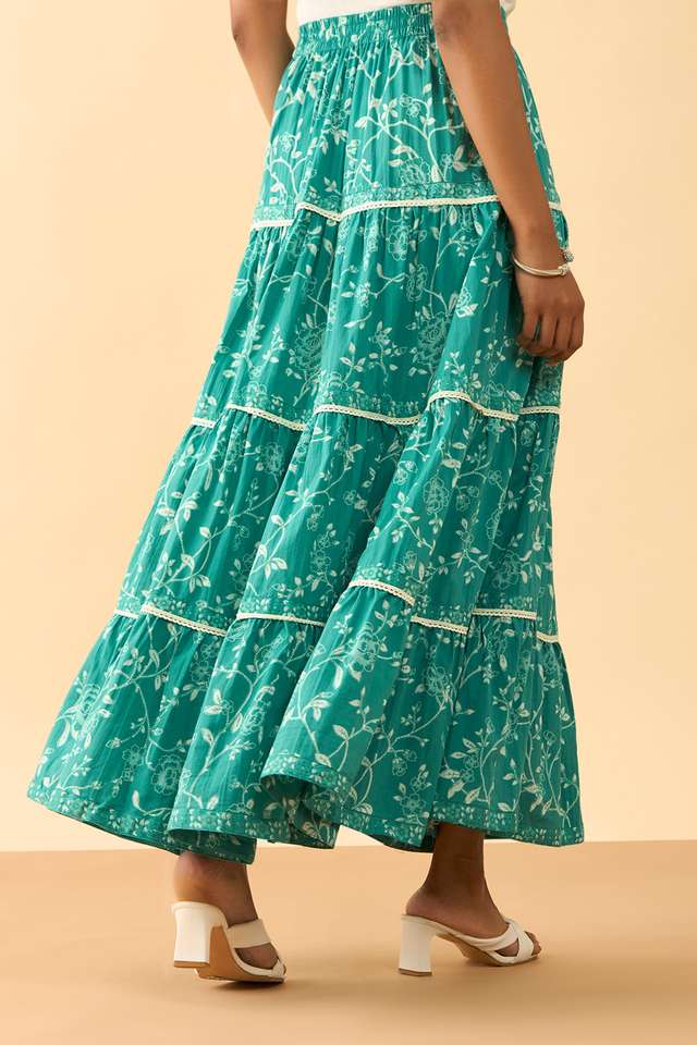 Green Rajasthan Screen Printed Pure Cotton Ethnic Skirt thumbnail image number null