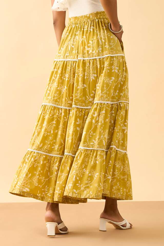 Yellow Rajasthan Screen Printed Pure Cotton Ethnic Skirt thumbnail image number null