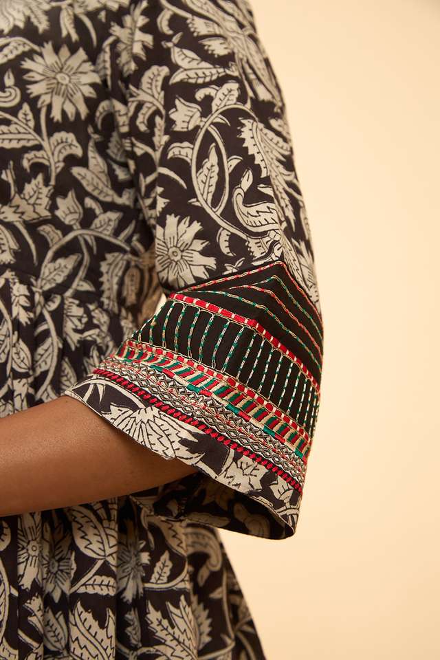 Black Embroidered Rajasthan Pure Cotton Lehenga thumbnail image number null