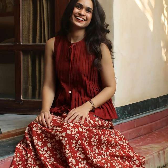 Red Rajasthan Bagru Block Printed Pure Cotton Lehenga thumbnail image number null