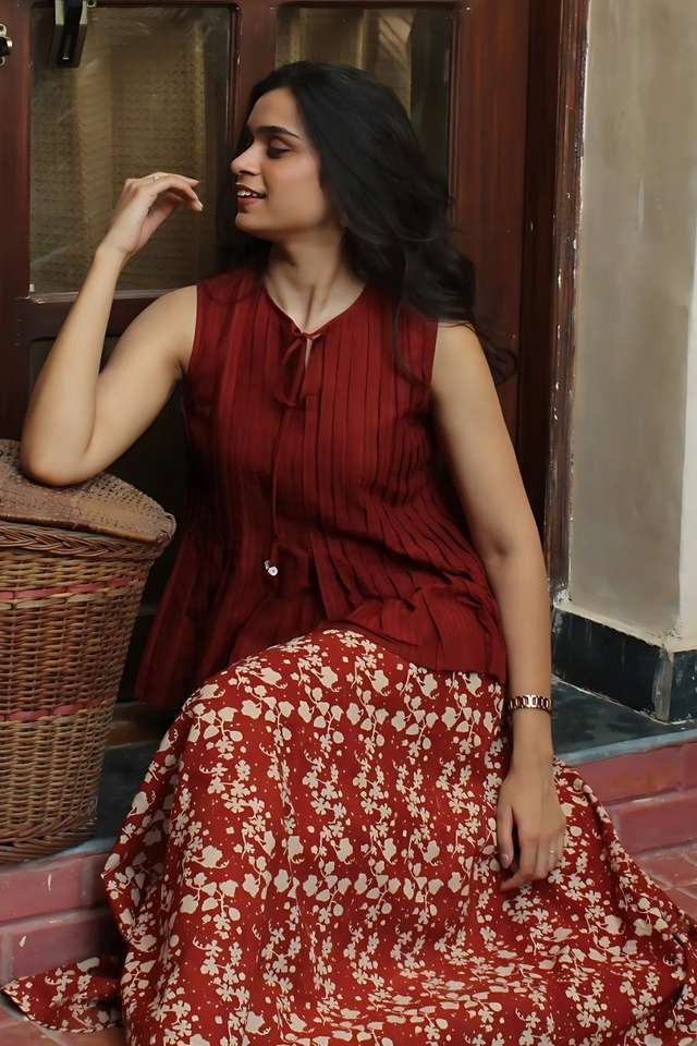 Red Rajasthan Bagru Block Printed Pure Cotton Lehenga thumbnail image number null
