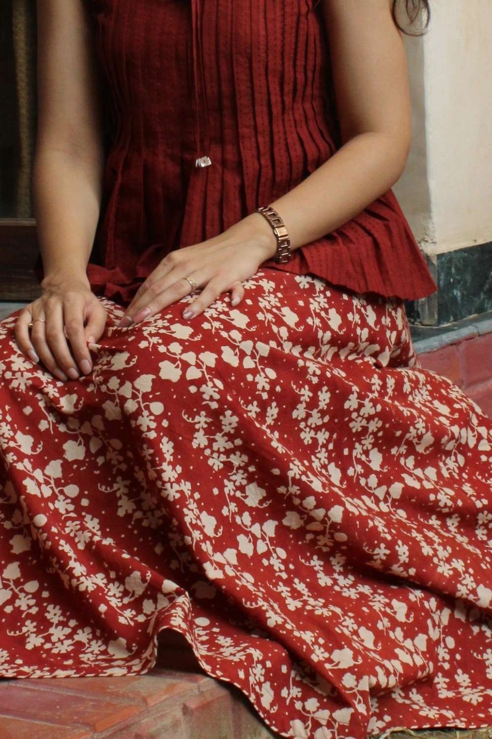 Red Rajasthan Bagru Block Printed Pure Cotton Lehenga image number null