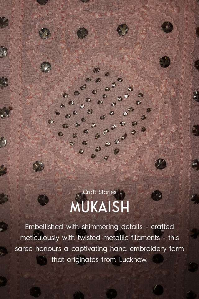 Pink Pure Silk Cotton Mukaish Saree thumbnail image number null