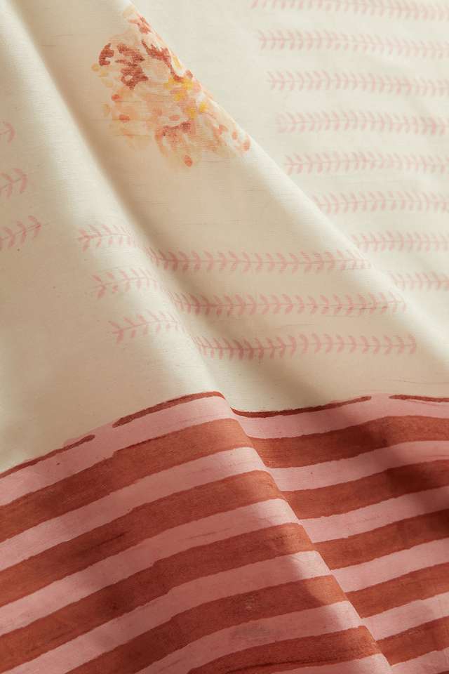 White Block Printed Viscose Luxe Rajasthan Saree thumbnail image number null