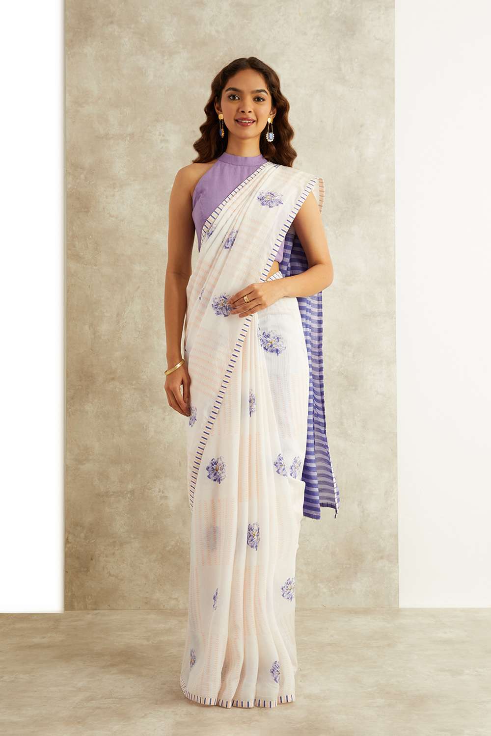 Orange Block Printed Viscose Luxe Rajasthan Saree image number null