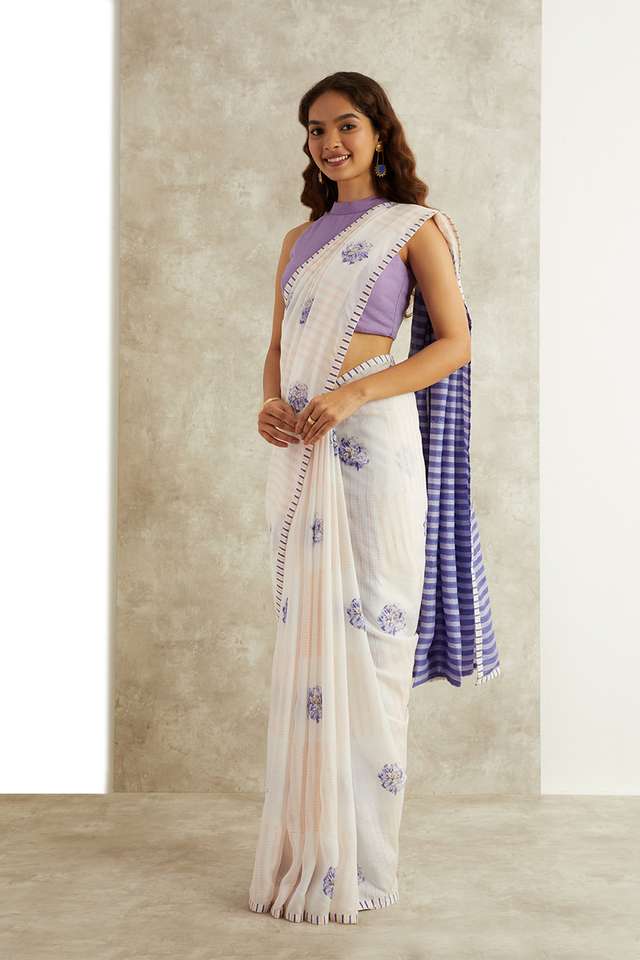 Orange Block Printed Viscose Luxe Rajasthan Saree thumbnail image number null