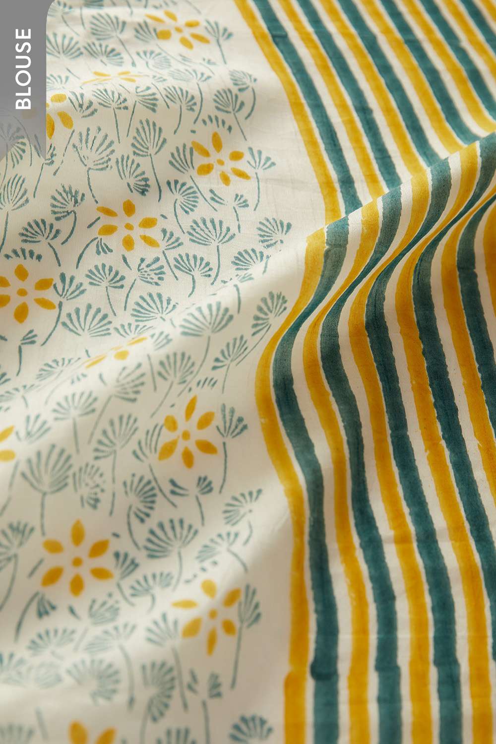 Green Block Printed Viscose Luxe Rajasthan Saree image number null