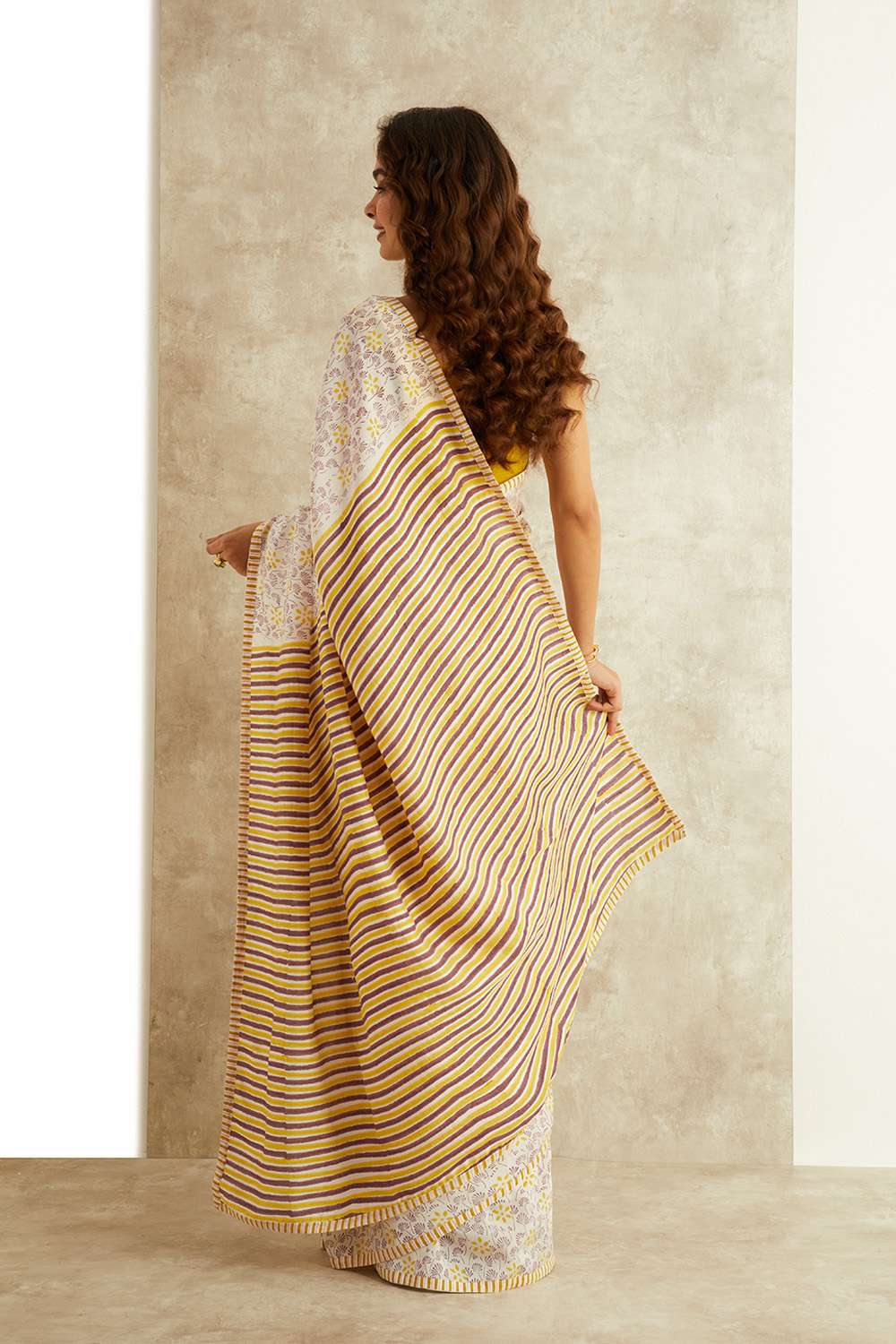 Violet Block Printed Viscose Luxe Rajasthan Saree image number null